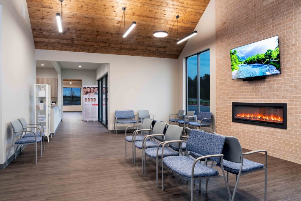 The lobby of Cernero Surgery & Aesthetics, where they provide non-invasive skin tightening treatments in Dallas.